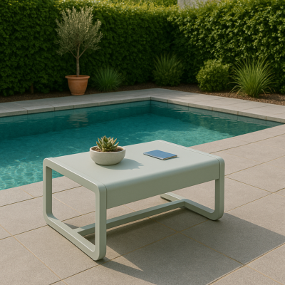 Table Basse Courbée de Jardin en Aluminium Gris Soie