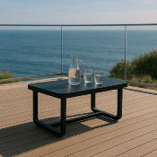 Table Basse de Jardin Droite en Aluminium Noir Mat