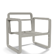 Fauteuil de Jardin 1 Place Aluminium - Structure Gris Soie  / Tissu Gris Clair