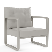 Fauteuil de Jardin 1 Place Aluminium - Structure Gris Soie  / Tissu Gris Clair