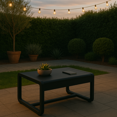 Table Basse Courbée de Jardin en Aluminium Noir Mat