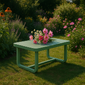 Table Basse de Jardin Droite en Aluminium Vert Réséda