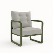 Fauteuil de Jardin 1 Place Aluminium - Structure Vert Réséda / Tissu Gris Clair