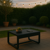 Table Basse Courbée de Jardin en Aluminium Noir Mat