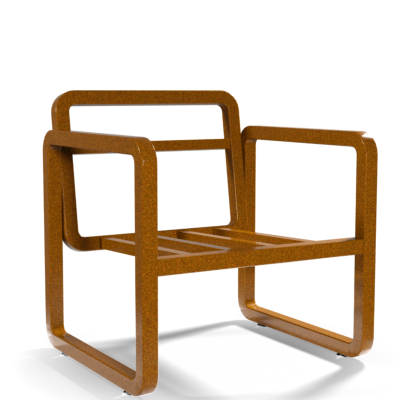 Fauteuil de Jardin - 1 place - Structure Rouille / Tissu Gris Clair