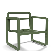 Fauteuil de Jardin 1 Place Aluminium - Structure Vert Réséda / Tissu Gris Clair